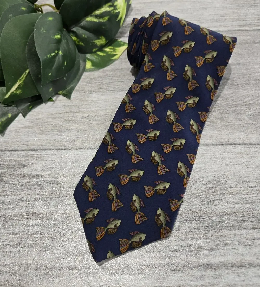 J. Garcia Fish Print Men's Silk Necktie